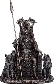 Nemesis Now Bronze Odin All Father Wolves and Throne Figurine, 22cm
