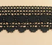 Cluny Lace Trimming Color: Black - Put-Up: 10 Continuous Yards