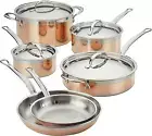 Hestan Copperbond 10-Piece Cookware Set, 100% Pure Copper, Induction Compatible