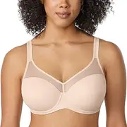 [DELIMIRA] Women's Plus Size Bras Full Coverage Sheer Underwire Lightly Lined Support Bra