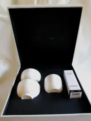CHANEL RARE Vintage Silver Tea Set La Solution 10 Skin Cream 2 Cups & Tea Caddy