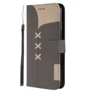Fabric Stitching Embroidery Horizontal Flip Leather Case With Holder and Card Slots and Wallet For Iphone Xs Max(Grey)