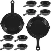 CIYODO 20pcs Kitchen Miniature Frying Pan Dollhouse Plastic Mini Cooking Pans Creative Realistic Toy Model for DIY Dollhouse Cookware
