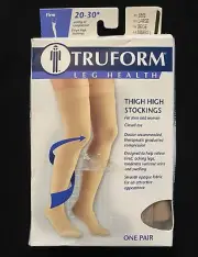 Truform Compression Thigh High Stockings 20-30 mmHg FIRM 8868 Size Large Beige