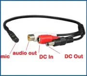 8pcs Mini Mic Audio Microphone Cable for CCTV Security Camera With Power Cable