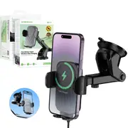 Borofone BH222 15W Wireless Fast Charging Charger Windshield Car Mount Mobile Phone Holder (Black)