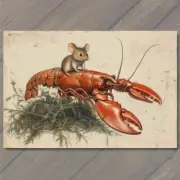 POSTCARD Whimsical Mouse Lobster Quirky Animal Adventure Fun Christmas Strange