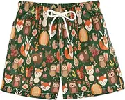 [RPLIFE] Boys Short Swim Trunks, Anti Chafe Swim Trunks Boys 2 T, Cute Woodland Animals Foxes