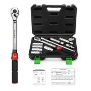 11Pcs 3/8" Drive Spark Plug Socket Set with Click Torque Wrench, Spark Plug G...