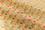 By YD Beige Gold metallic print Indian faux silk Fabric Brocade fabric 49" wide