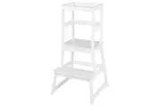 Costway Kids Step Stool Children Training Ladder Chair Helper w/Safety Rails Kitchen White