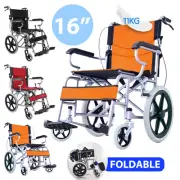 PRO 16“ Wheelchair Self Propelled Folding Lightweight Transit Travel Wheelchair