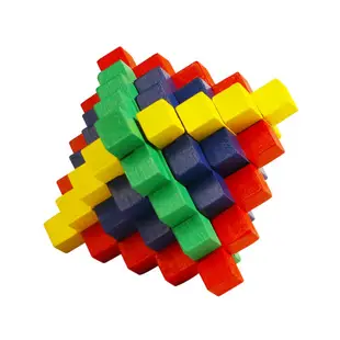 彩色魯班鎖全套高難度魔方益智玩具智力動腦兒童老年人六通孔明鎖