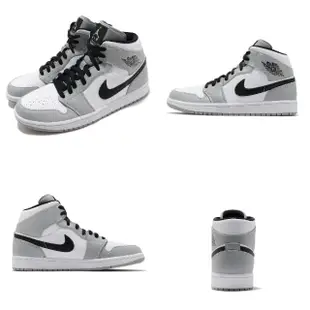 【NIKE 耐吉】休閒鞋 Air Jordan 1 Mid 男鞋 煙灰 白 黑 一代 喬丹 AJ1(554724-092)