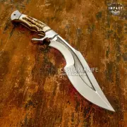 IMPACT CUTLERY RARE CUSTOM FULL TANG FULLER 13" BOWIE KNIFE STAG ANTLER HANDLE