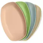 4 Pcs Wheat Straw Dinnerware Sets - 11″ Food-Grade Oval Plates with Smooth round