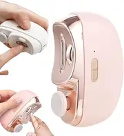 Electric Nail Clippers - 3 in 1 Fingernail Trimmer, Polisher & Clip Storage with Led, Rechargeable & 2 Speeds, Automatic Nail Trimmer Electric Fingernail Cutter Nail Scissors for Baby, Kids, Seniors, Caregivers (Pink)