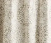 TWO Pottery Barn Riley Medallion Print Linen Blackout Curtains 50"x84" Taupe