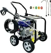 4800PSI High Pressure Washer Cleaner 10Hp Petrol Electric Pressure Washer with 10 Horse Power 4-Stroke Engine 20M Hose, Dual Oil Viscosity, 8-Inch Solid Tires for Domestic Industrial Cleaning