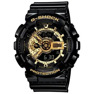 CASIO卡西歐G-SHOCK 視覺層次男性專屬新潮流時尚概念錶GA-110GB-1A黑金