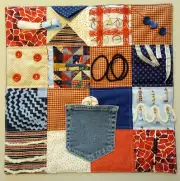 Fidget Quilt Fiddle Blanket sensory stimulation dementia adhd etc red white blue