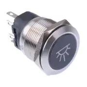 Cockpit / Cabin Light' Blue LED Latching 22mm Vandal Push Button Switch SPDT 12V