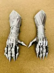 Medieval Armor Gauntlets Silver Color Nazgul Gauntlets Steel Gloves Costume