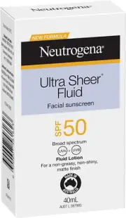 Neutrogena SPF50 Ultra Sheer Face Fluid Sunscreen, White