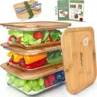 Glass Meal Prep Containers with Bamboo Lids (3 Pack) - 100% Plastic Free, Eco...