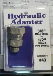 Hydraulic Adapter 3/8” MALE O-RING X 1/2” FEMALE PIPE SWIVEL