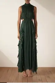 Shona Joy - Leonie Backless Frill Maxi Dress Size 14 BNWT