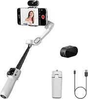 AOCHUAN Gimbal Stabilizer for Video Recording, Smartphone 3-Axis Smartphone Gimbal with AI Tracking Sensor for Vlogging,7.8' Extension Rod,Trigger Button,YouTube Tiktolk(Smart V8 AI White)