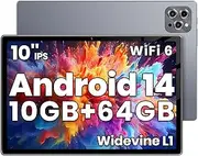 Android Tablet, 2025 Tablet 10.2 inch Android 14 Tablets, Octa-Core 10GB RAM 64GB ROM | 6000mAh Battery, 1024GB Expand |1080 * 800 HD IPS Touchscreen | 5G/2.4G WiFi 6 | Bluetooth 5.0 (Gray)