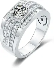 [DONGHU] 1 Carat Round Cut Moissanite Men Rings 10K 14K 18K Gold S925 Engagement Promise Anniversary Jewelry Gifts for Him