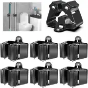 3-H Stainless Steel Broom Holder Wall Mount 6-Pack- Heavy Duty Mop 6, Black