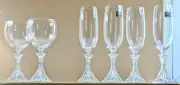set of 4 Mikasa Crystal the Ritz Champagne Flutes w 2 Matching Wine Glasses