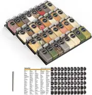 SpaceAid Drawer Organizer with 32 Spice Jars, 386 Spice Labels, 32 Jars
