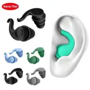 4 Pairs of Reusable Soft Silicone Earplugs Swimming Sleeping Noise Reduction