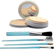 TopFinder® (Combo) 3 in 1 Double Sided Face Powder With Mirror And 4 Brushes Set|| Long Lasting Face Makeup || Longwear Medium- Full Coverage with Flawless Finish, Shine & Oil Free- 100g