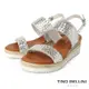 TINO BELLINI 西班牙進口羊皮編織楔形涼鞋FSOT017(銀色)