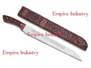 Hand Engraving Scabbard Handmade Carbon Steel Full Tang Hunting Seax Sword Gift