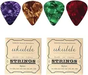 2 Sets White Nylon Ukulele Strings with Picks 4 Strings Per Set Ukulele Accessories for Concert/Soprano/Tenor Ukulele