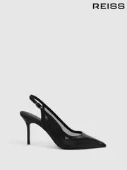 Reiss Black Ellie Mesh Sling Back Court Shoes (D28889) | $350
