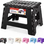 ACSTEP Folding Step Stool 9'' Tall Kids Holds Up to 9 Inch, Black