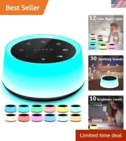 Sound Machine White Noise Baby Night Light 30 Sounds 12 Colors Memory
