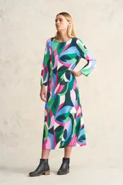 Printed Ponte Dress - Abstract Print