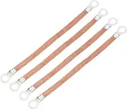 uxcell 4Pcs Braided Ground Strap 8" x 0.4" Copper Universal Automotive Flexible Bare Flat Ground Strap Connectors with Terminal Plugs for Most Car Vehicle