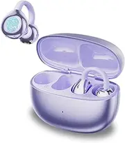 Open Ear Headphones, OpenEarRing Lightweight Comfort Open Ear Clip Wireless Earbuds, 40H Play Bluetooth 5.4 Headphones with Microphone Fit Sports Running, Workout (B-Style Purple)