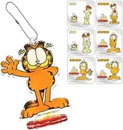 [6pcs Pack] Garfield Acrylic Stand Key Holder with Ball Chains, Funny Cartoon Tags Keychains for Kids Boys Girls, Bulk Christmas Gifts Holiday Party Charms
