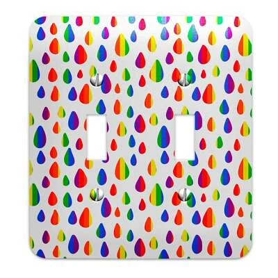 Metal Light Switch Plate Cover - Drops of Rainbow Pride - Decorative Lighting...